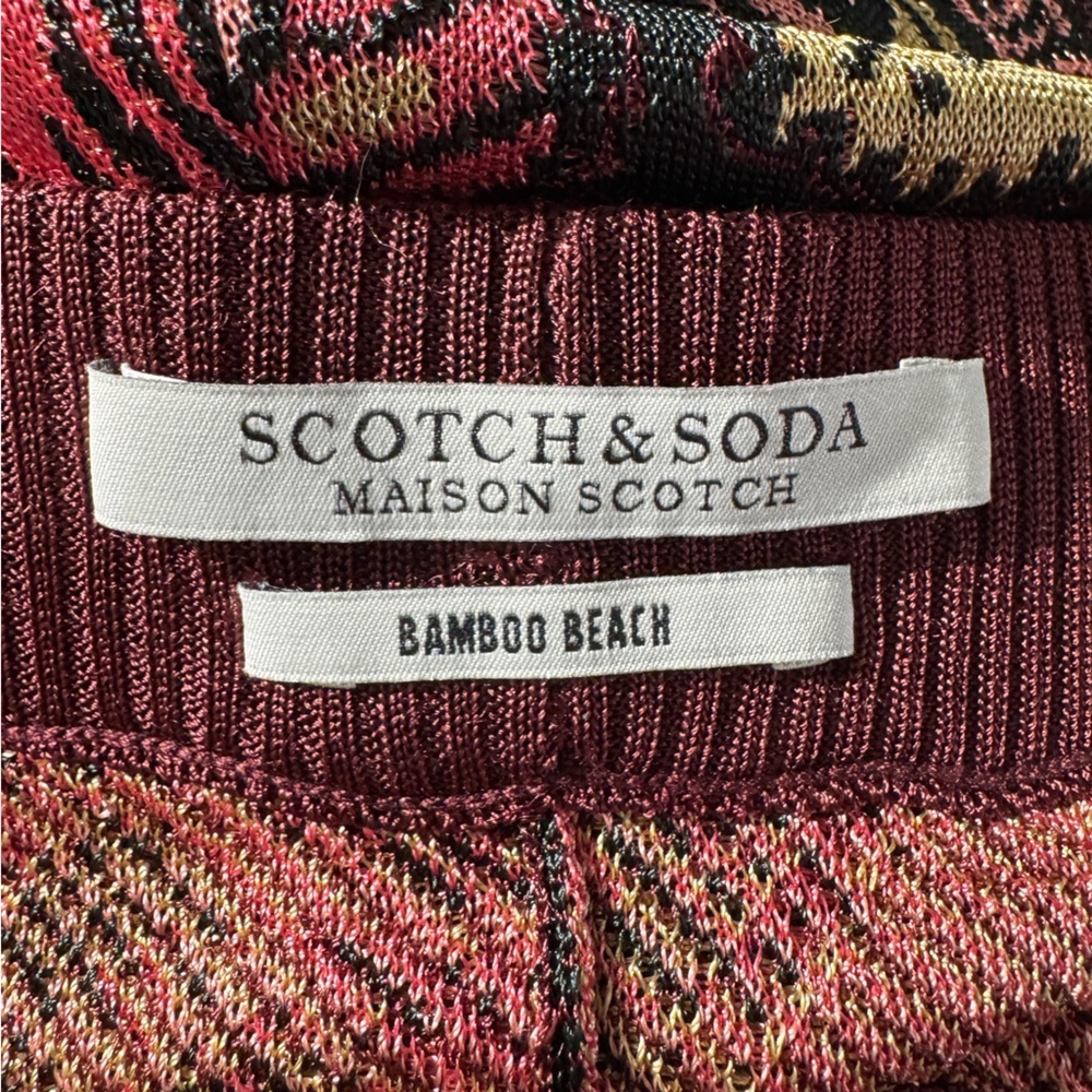 Scotch & Soda Bamboo Beach Floral-Jacquard Wide-Leg Pants Size XL - Picture 14 of 14